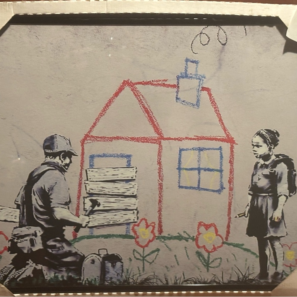 Framed Crayon House Foreclosure by Banksy Art Print